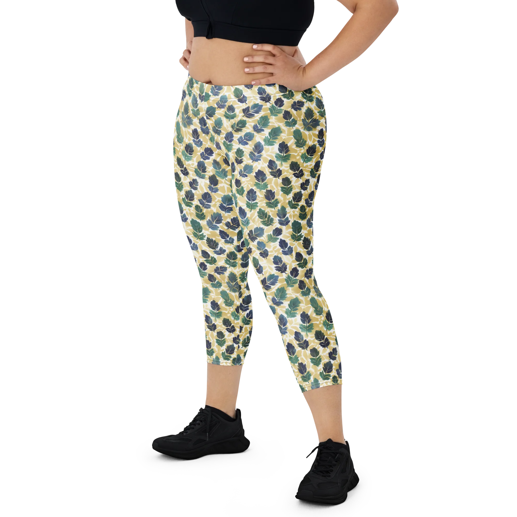 Golden Leaf Drift on Capri Leggings — Print file