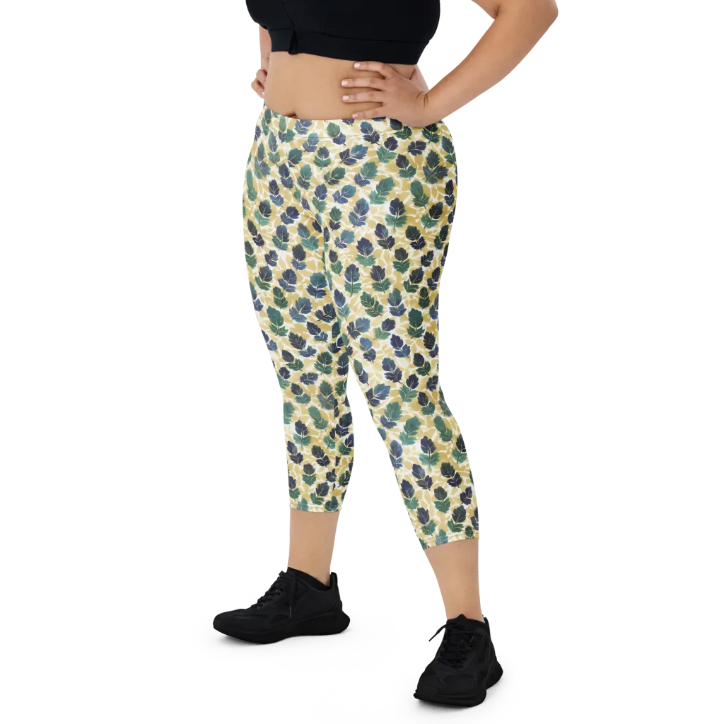 Golden Leaf Drift on Capri Leggings — Print file