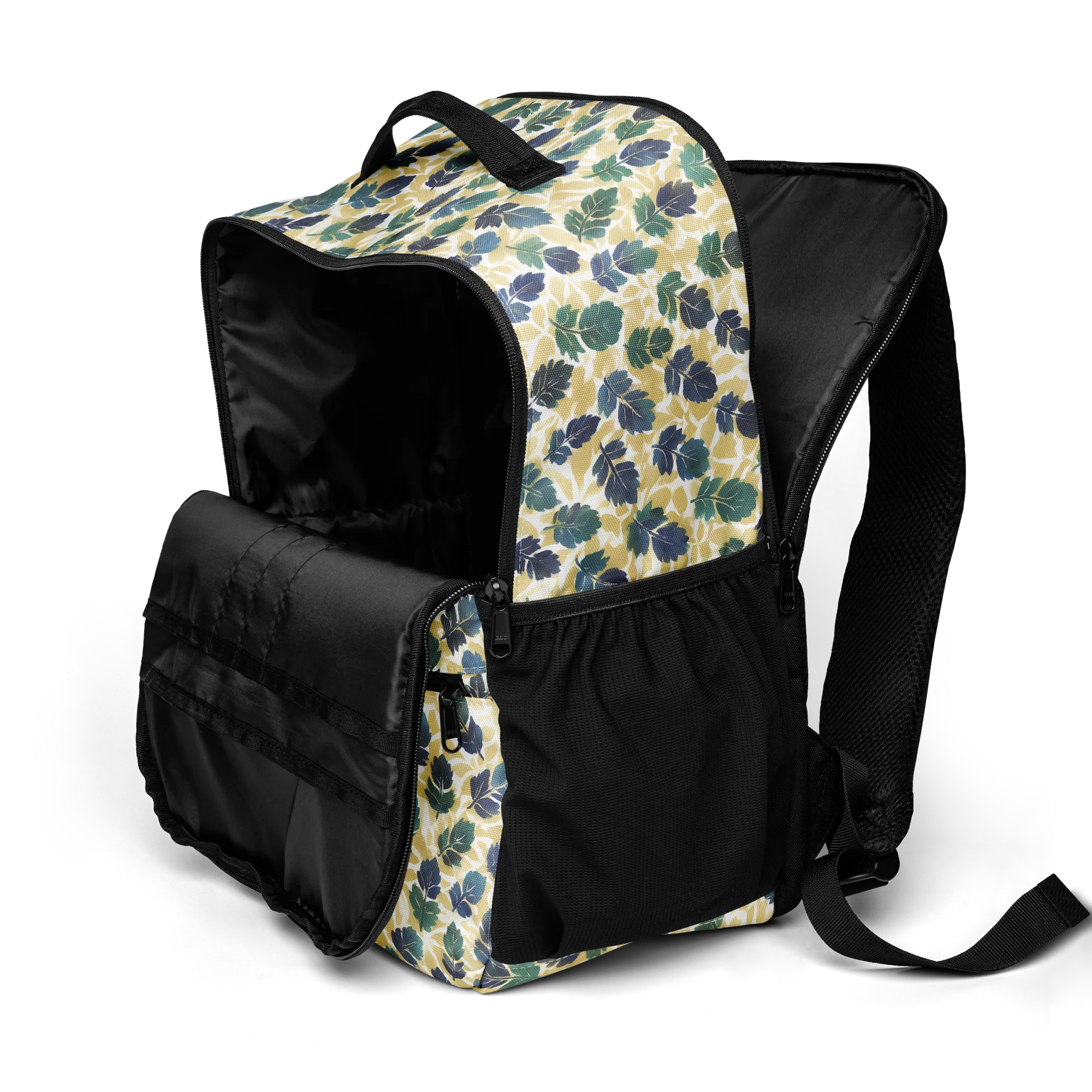 Golden Leaf Drift on Utility Backpack — Top print