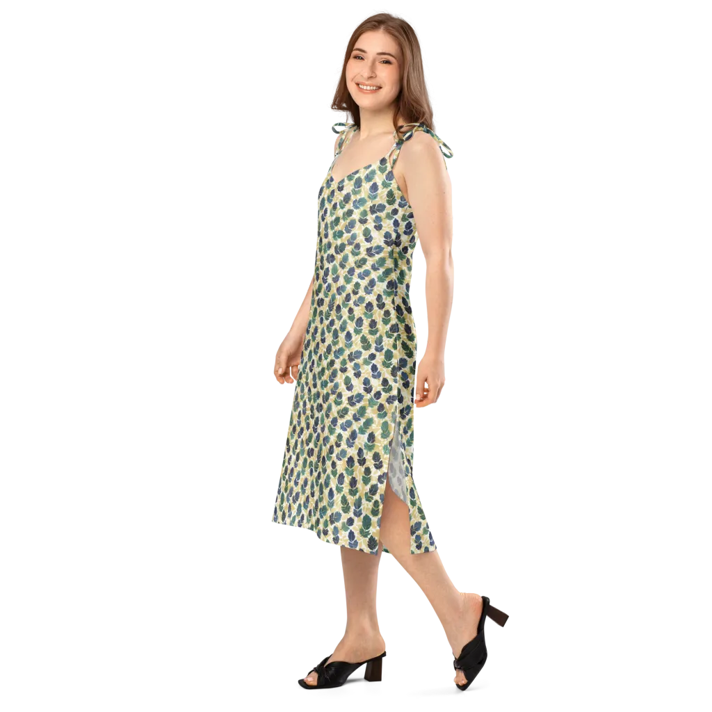 Golden Leaf Drift on Slip Dress — Left Front