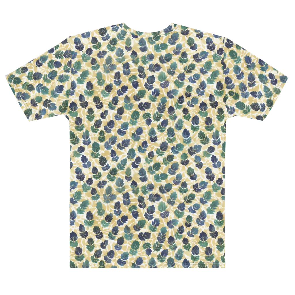 Golden Leaf Drift on Men's Cotton Crew Neck T-Shirt — Front print