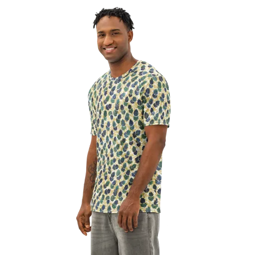 Golden Leaf Drift on a Men's Cotton Crew Neck T-Shirt