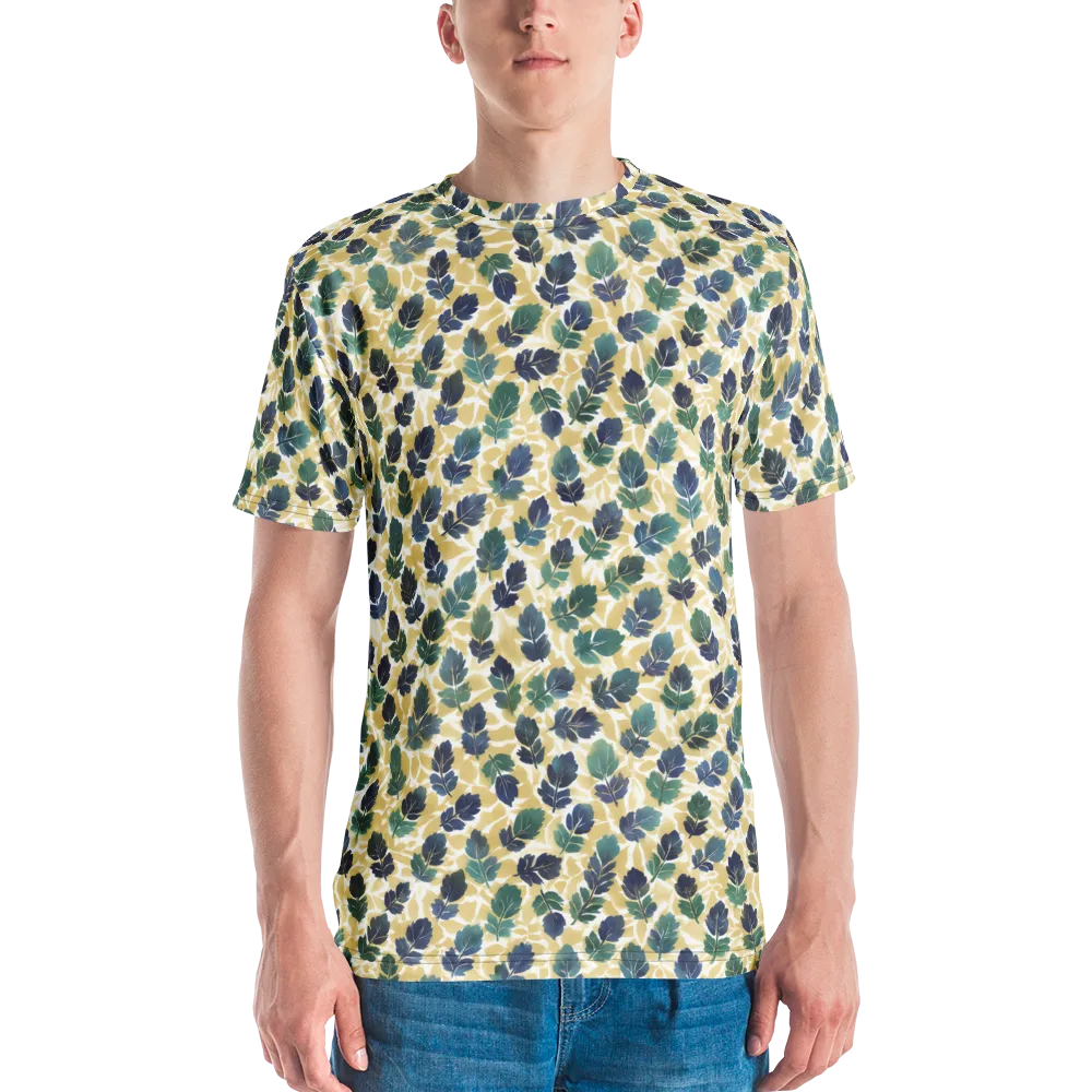 Golden Leaf Drift on Men's Crew Neck T-Shirt — Front