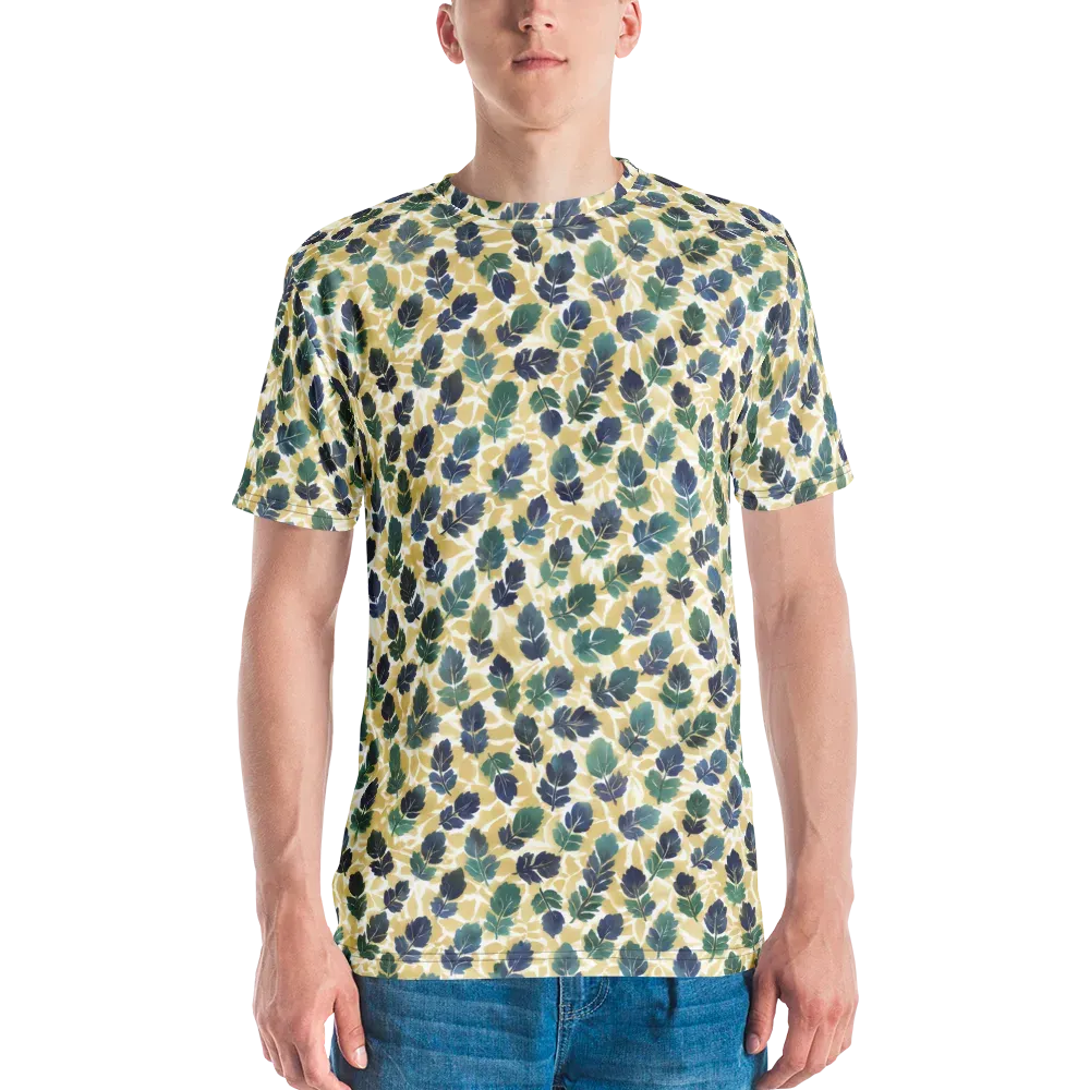 Golden Leaf Drift on Men's Crew Neck T-Shirt — Front