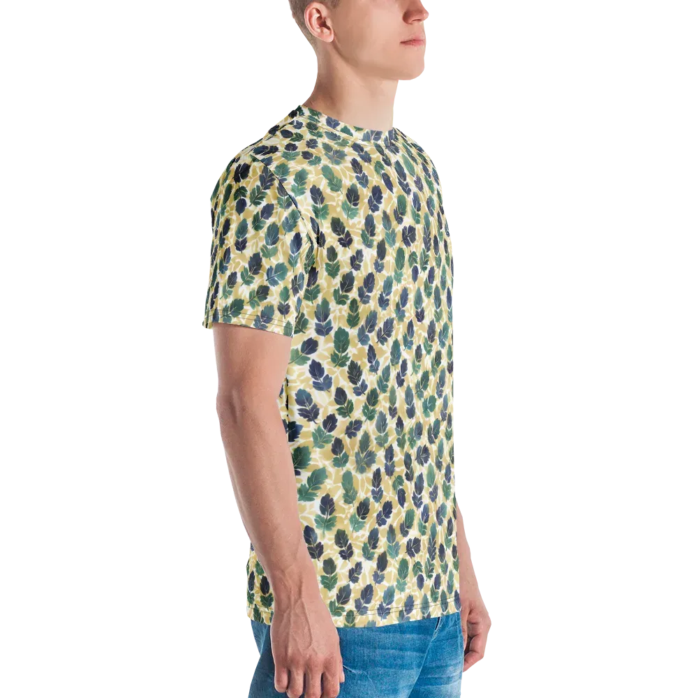 Golden Leaf Drift on Men's Crew Neck T-Shirt — Right