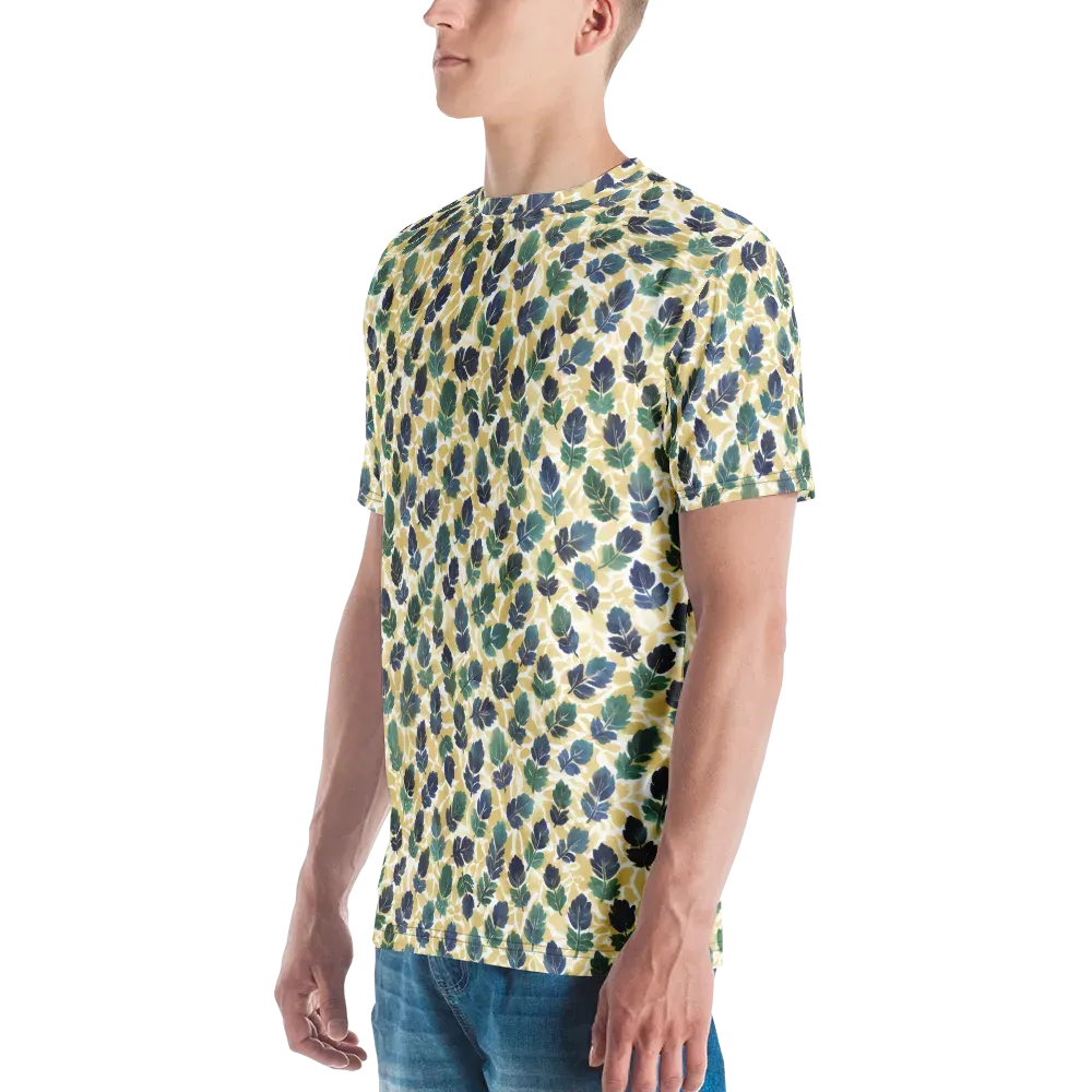 Golden Leaf Drift on Men's Crew Neck T-Shirt — Left