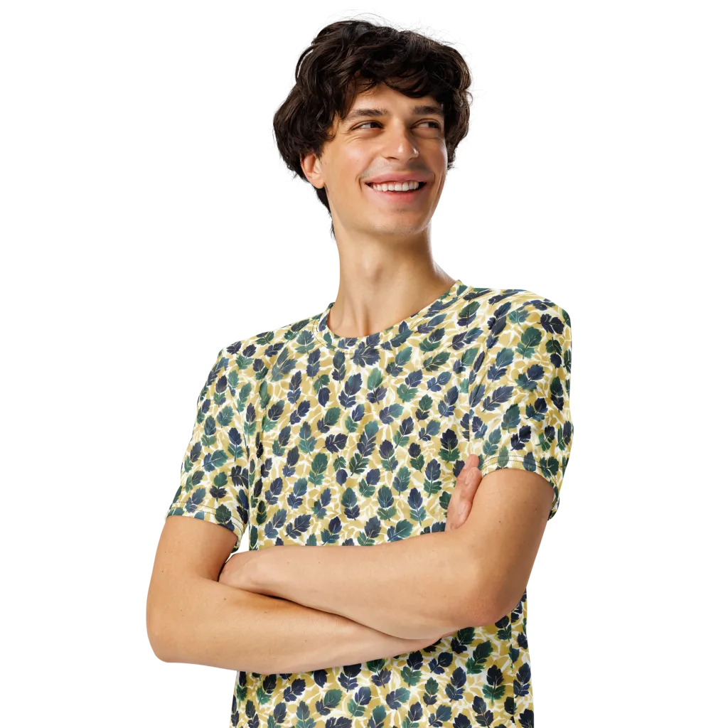 Golden Leaf Drift on Men's Crew Neck T-Shirt — Front print