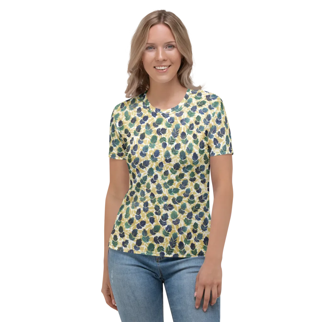 Golden Leaf Drift on Women's Crew Neck T-Shirt — Front