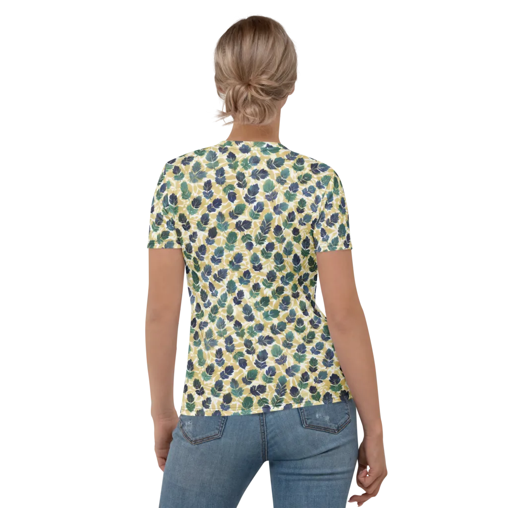 Golden Leaf Drift on Women's Crew Neck T-Shirt — Back