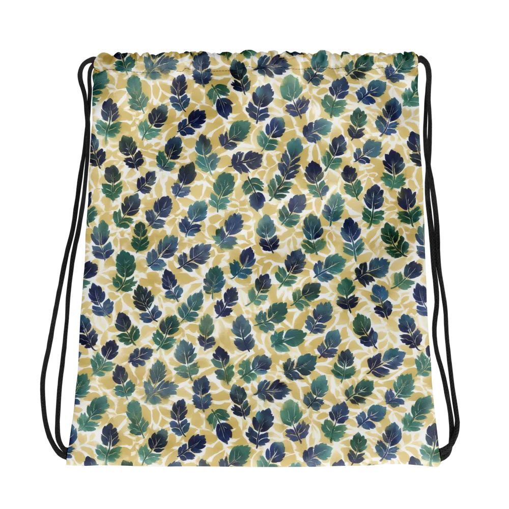 Golden Leaf Drift on Drawstring Bag — Mockup