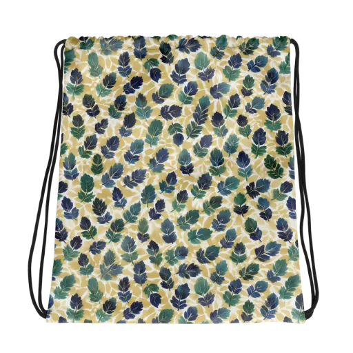 Golden Leaf Drift on a Drawstring Bag