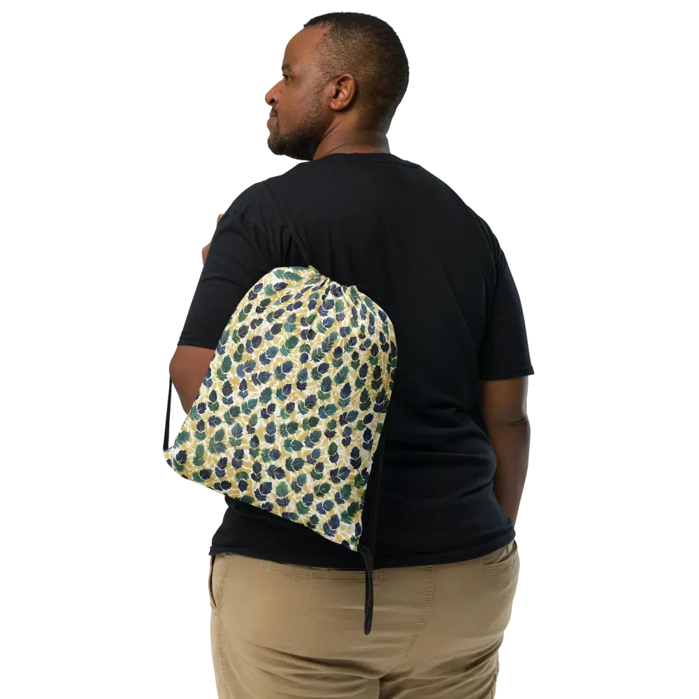 Golden Leaf Drift on Drawstring Bag — Print file
