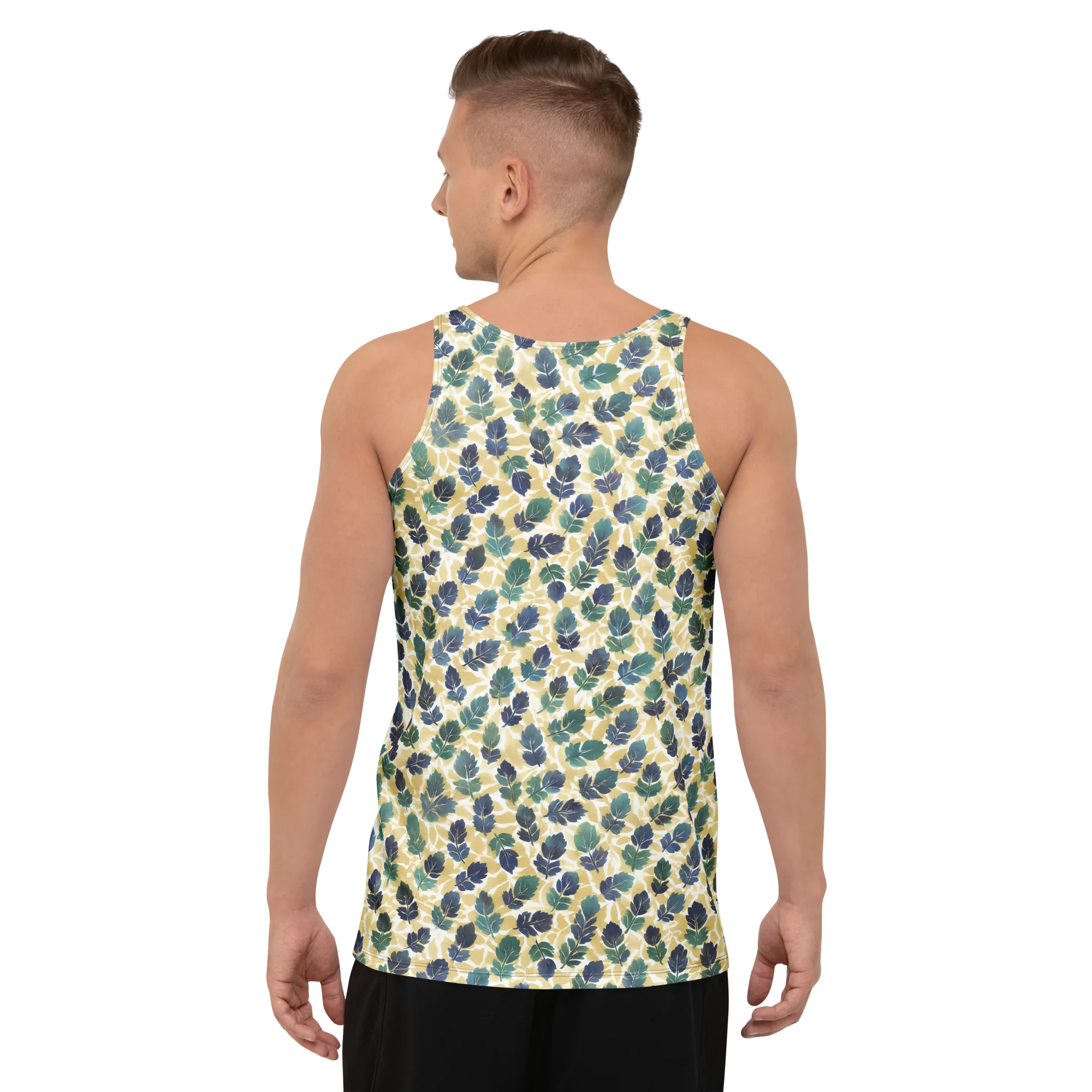 Golden Leaf Drift on Men's Tank Top — Back print