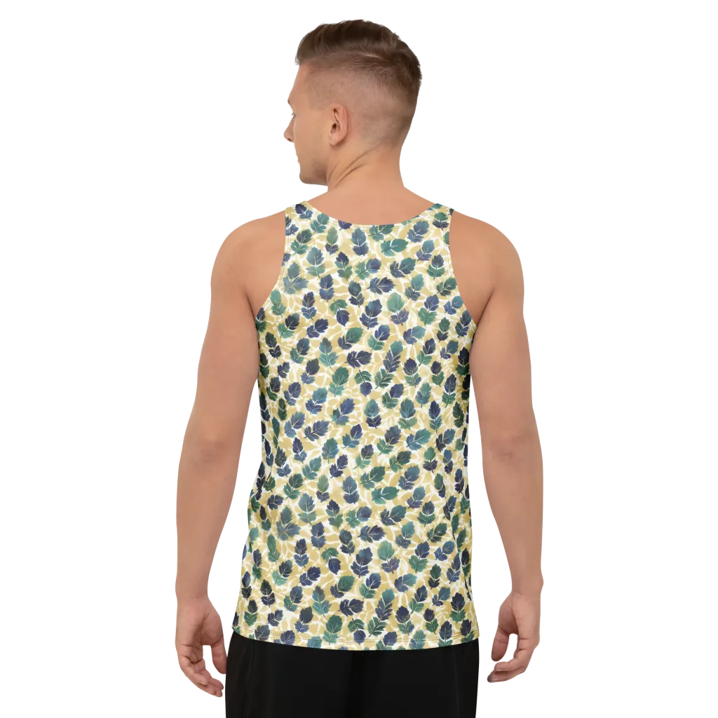 Golden Leaf Drift on Men's Tank Top — Back print