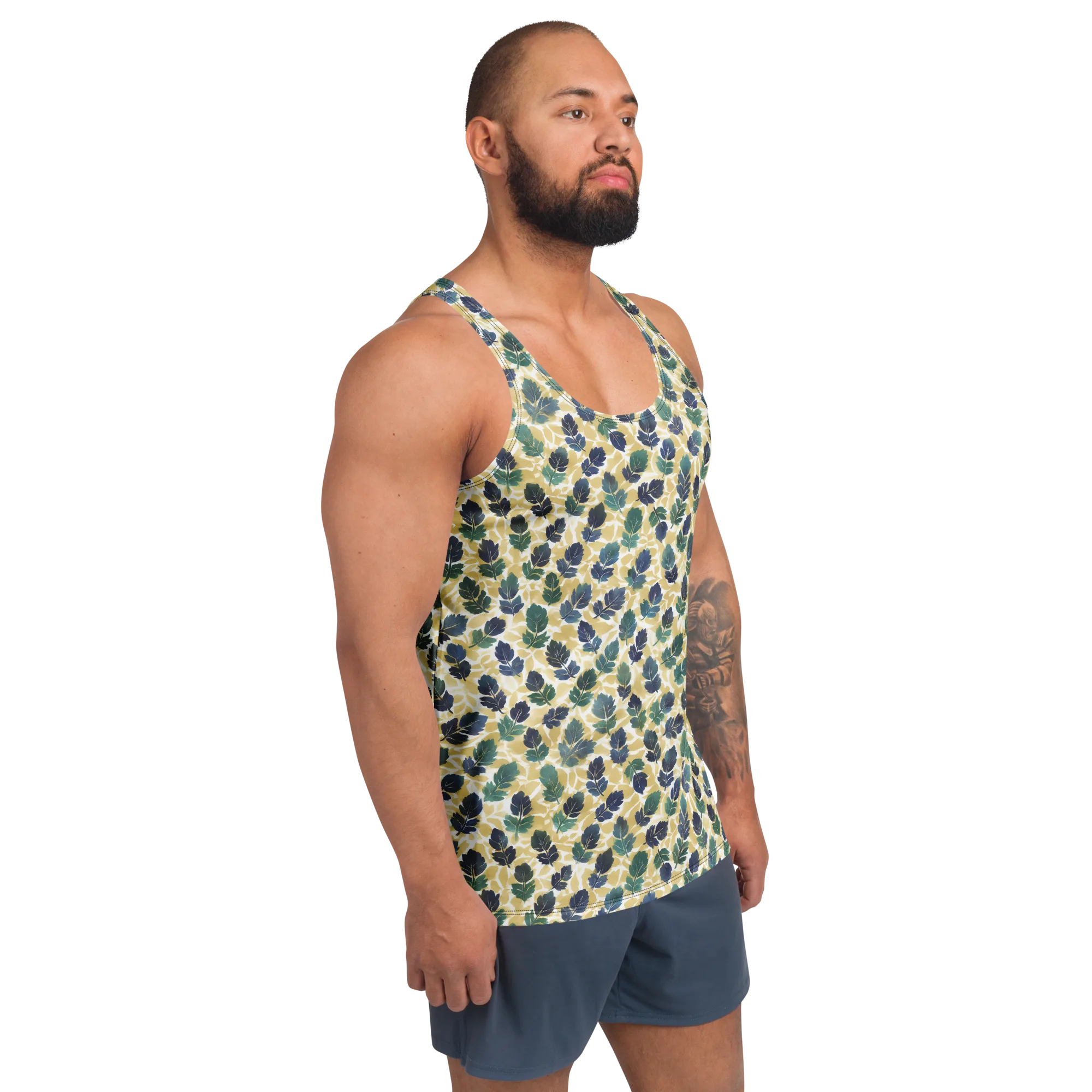 Golden Leaf Drift on Men's Tank Top — Front print