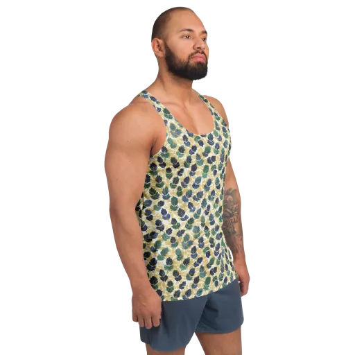Golden Leaf Drift on a Men's Tank Top