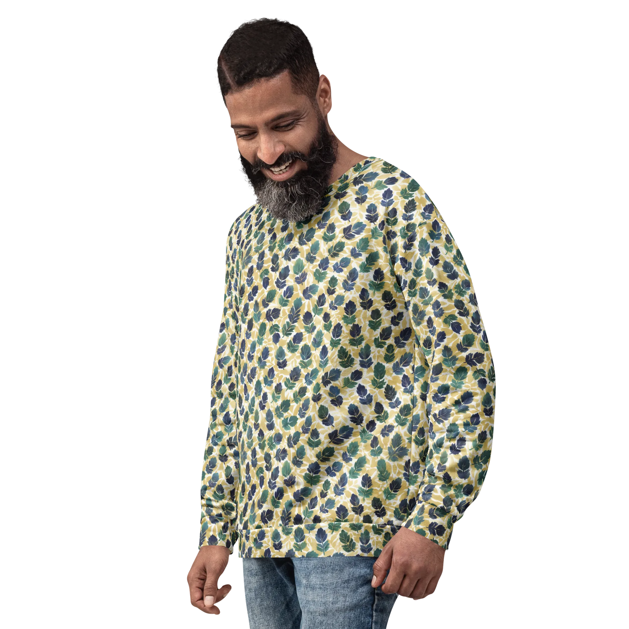 Golden Leaf Drift on Sweatshirt — Left sleeve