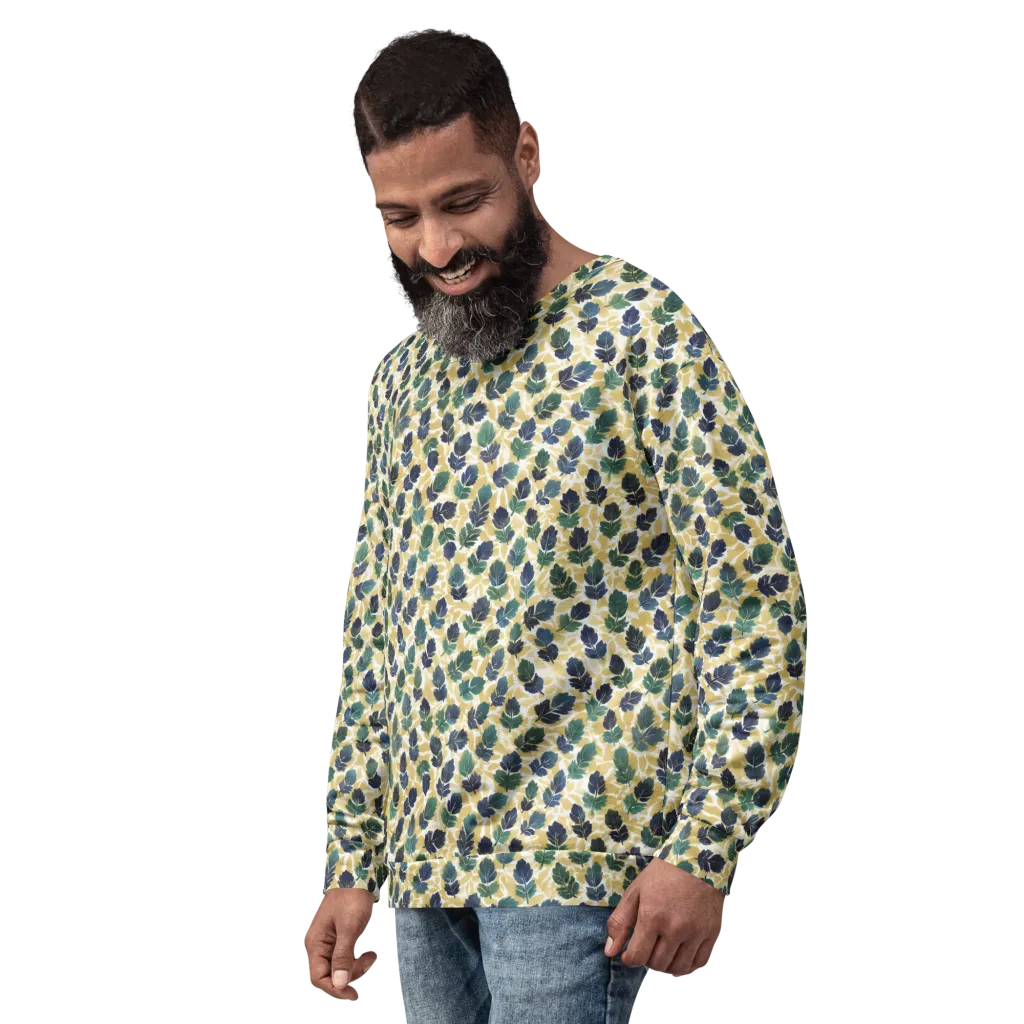 Golden Leaf Drift on Sweatshirt — Left sleeve