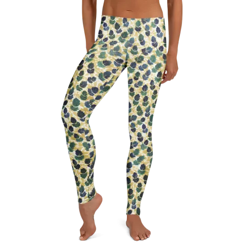 Golden Leaf Drift on a Leggings
