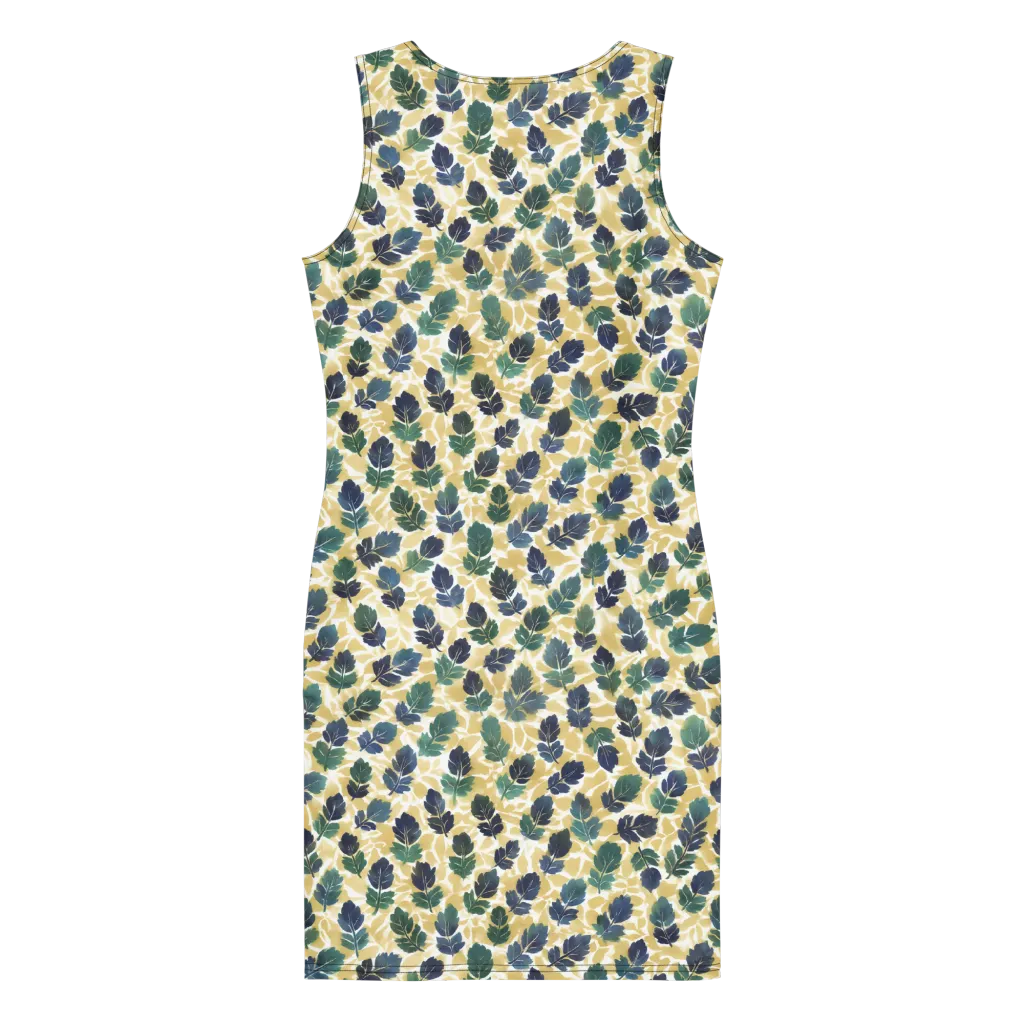 Golden Leaf Drift on Bodycon Dress — Print file