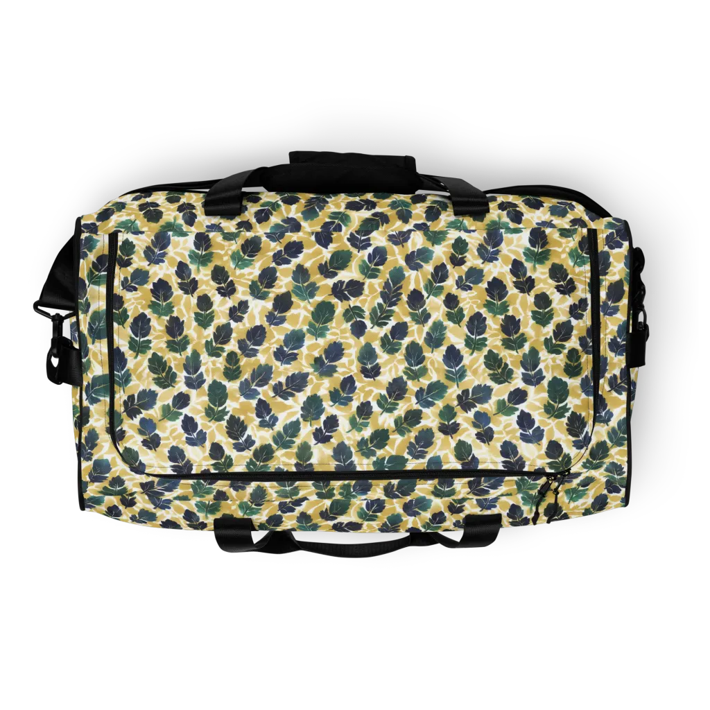 Golden Leaf Drift on Duffle Bag — Top print