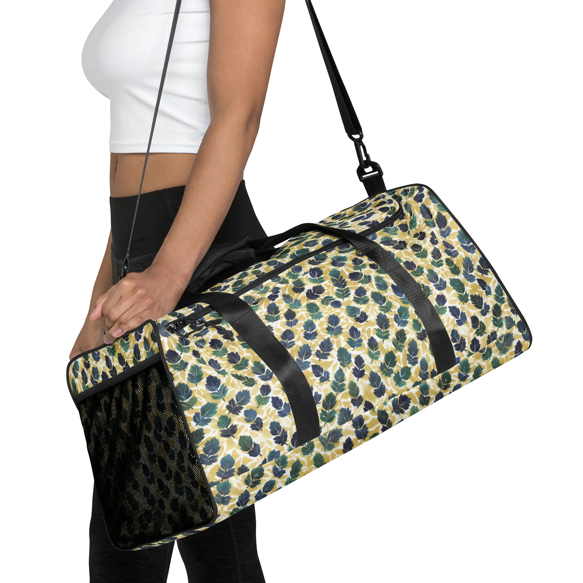 Golden Leaf Drift on Duffle Bag — Front