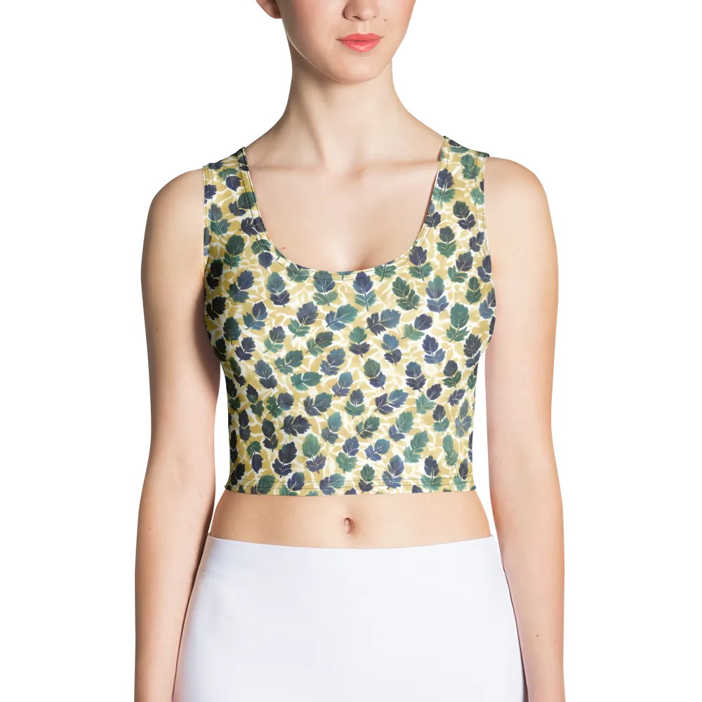 Golden Leaf Drift on Crop Top — Front