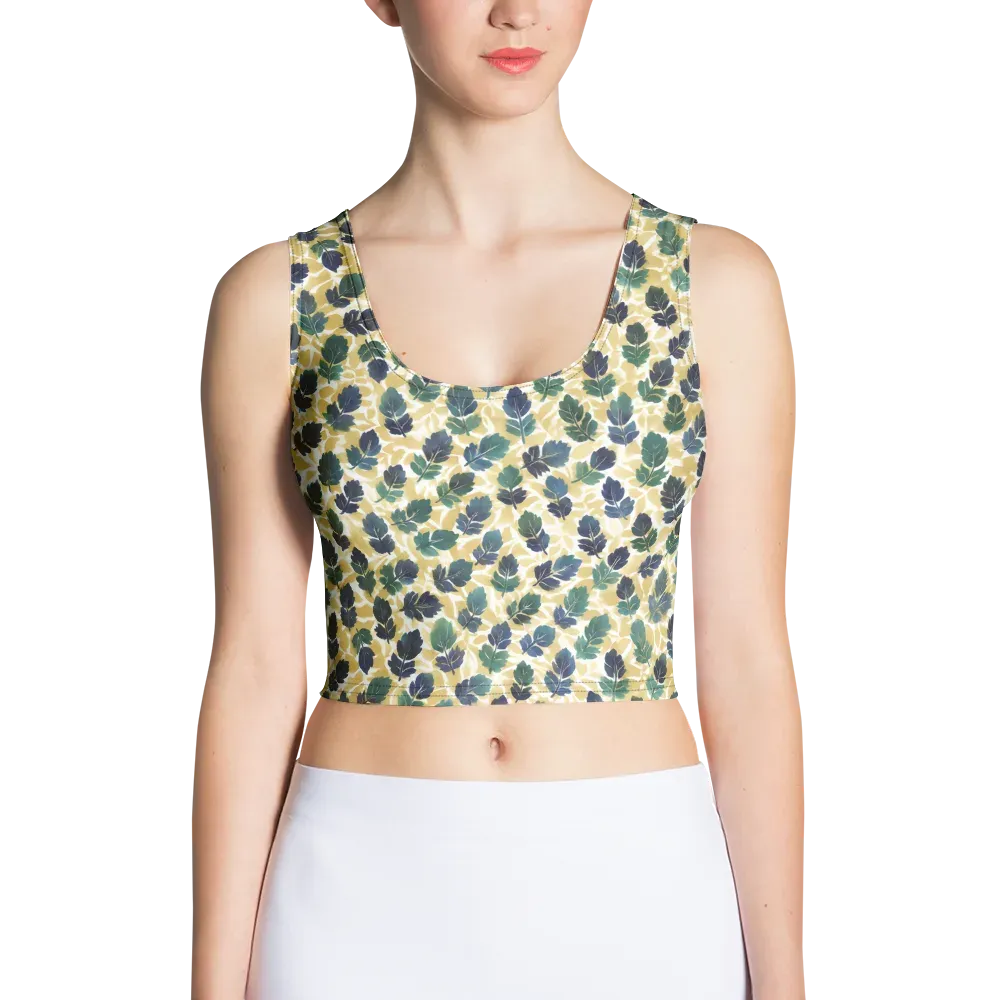 Golden Leaf Drift on Crop Top — Front
