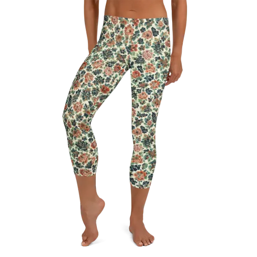 Twilight Rose Garden on a Capri Leggings