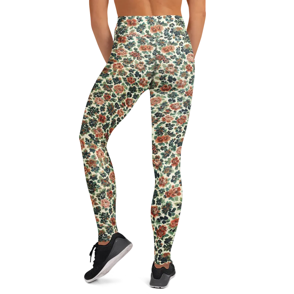 Twilight Rose Garden on Yoga Leggings — Back