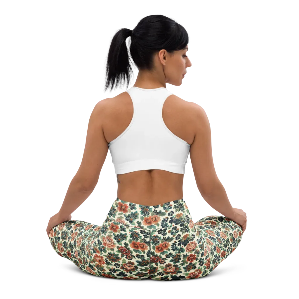 Twilight Rose Garden on Yoga Leggings — Back waist