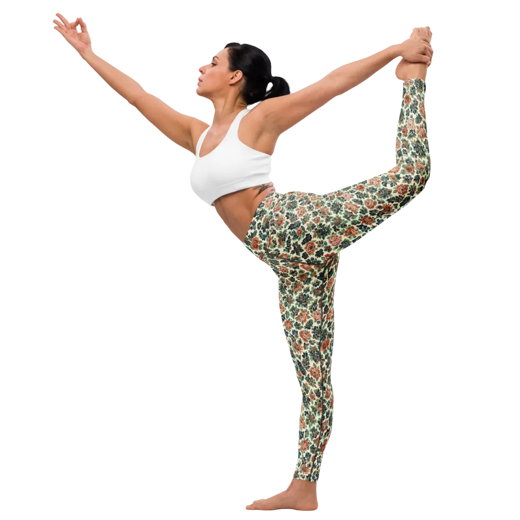 Twilight Rose Garden on Yoga Leggings — Front waist