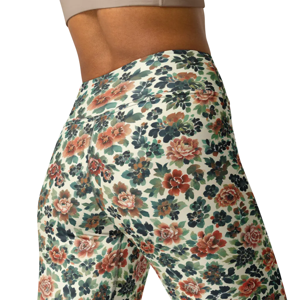 Twilight Rose Garden on Yoga Leggings — Back 2