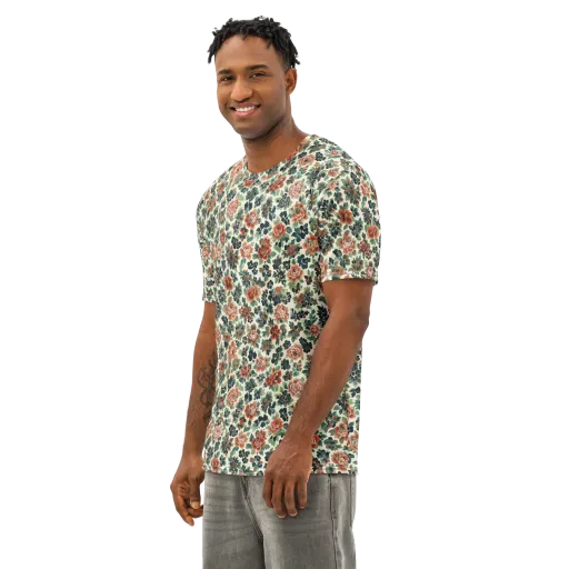 Twilight Rose Garden on a Men's Cotton Crew Neck T-Shirt