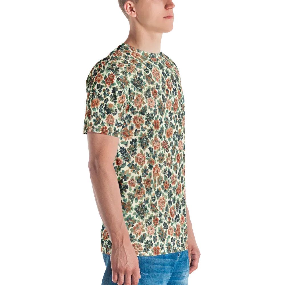 Twilight Rose Garden on Men's Crew Neck T-Shirt — Right