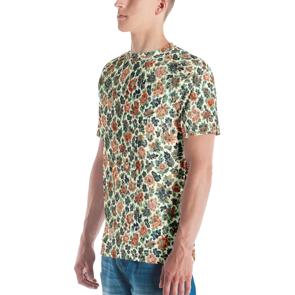 Twilight Rose Garden on Men's Crew Neck T-Shirt — Left