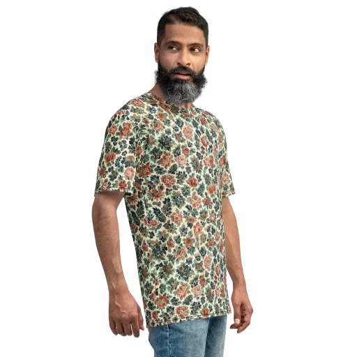 Twilight Rose Garden on a Men's Crew Neck T-Shirt