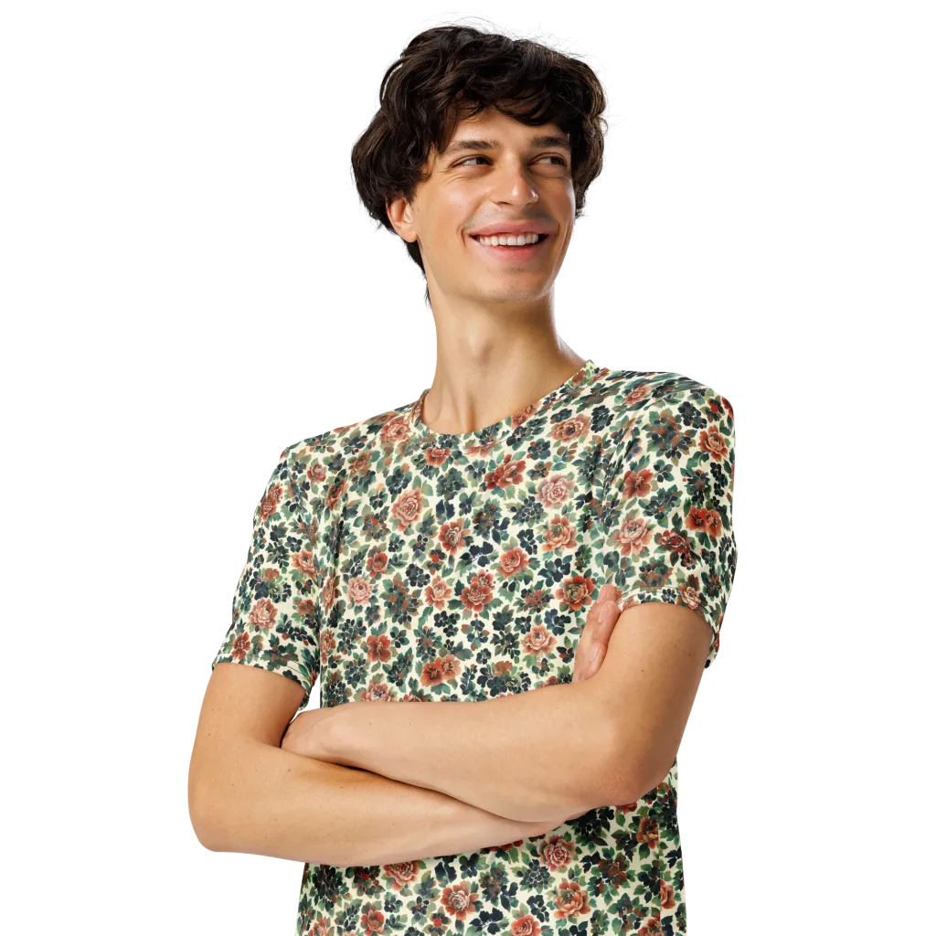 Twilight Rose Garden on Men's Crew Neck T-Shirt — Front print