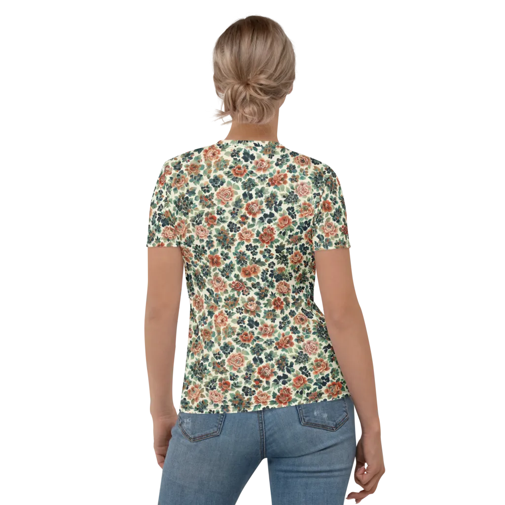 Twilight Rose Garden on Women's Crew Neck T-Shirt — Back