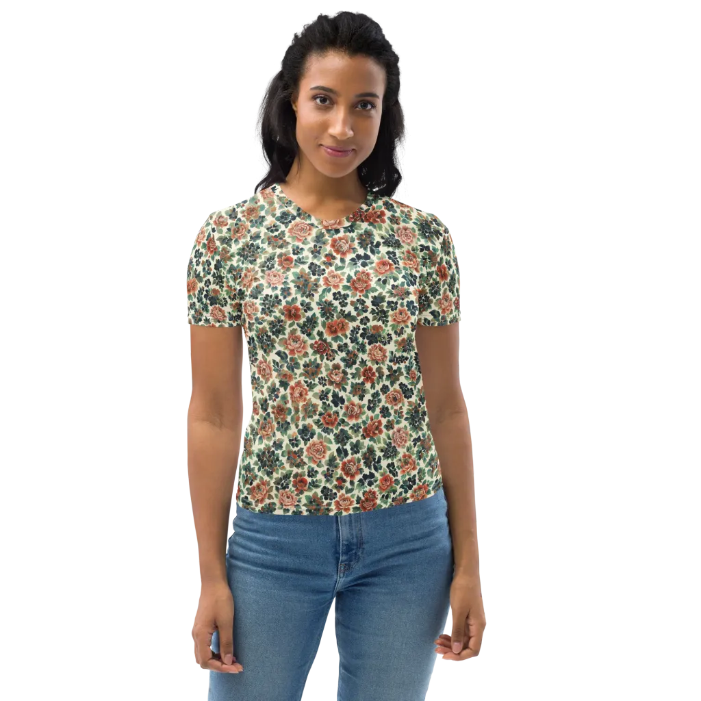 Twilight Rose Garden on Women's Crew Neck T-Shirt — Print file