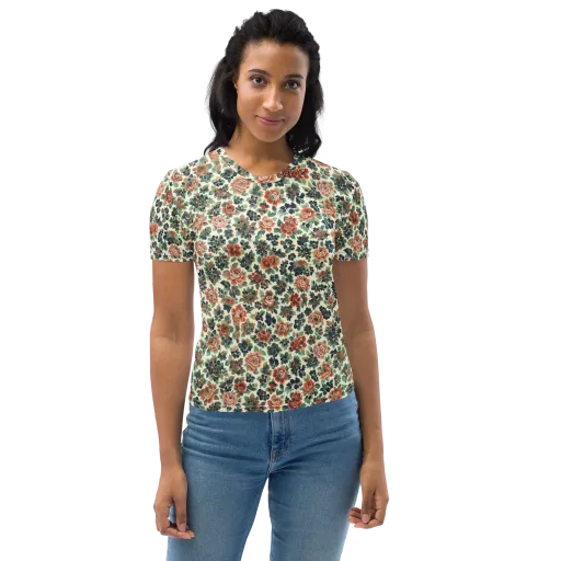 Twilight Rose Garden on a Women's Crew Neck T-Shirt
