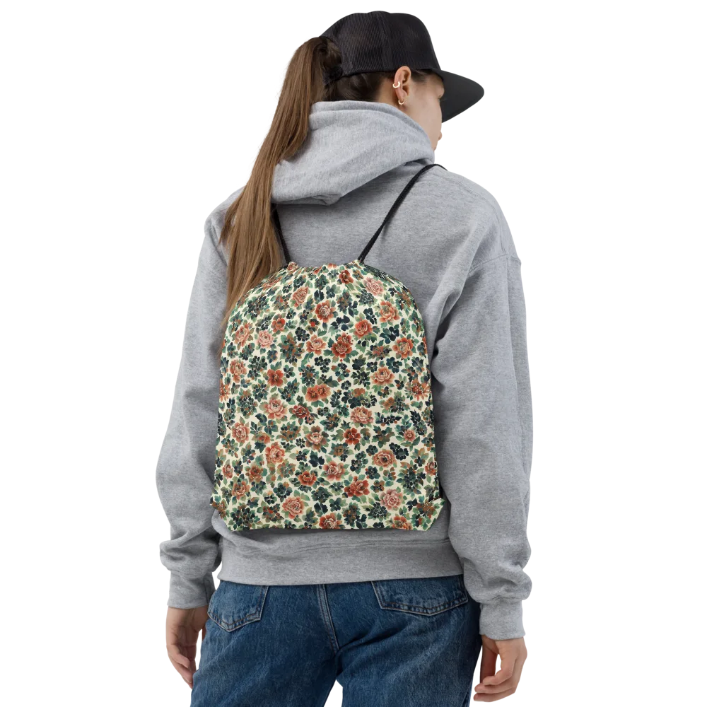 Twilight Rose Garden on Drawstring Bag — Front
