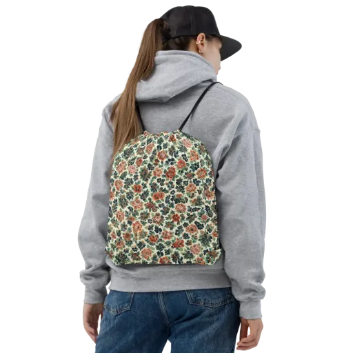 Twilight Rose Garden on a Drawstring Bag
