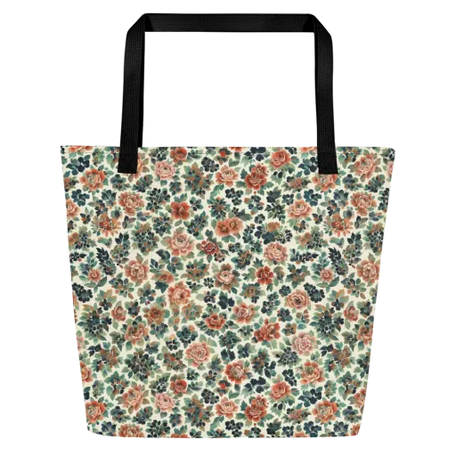 Twilight Rose Garden on a Large Tote Bag W/ Pocket