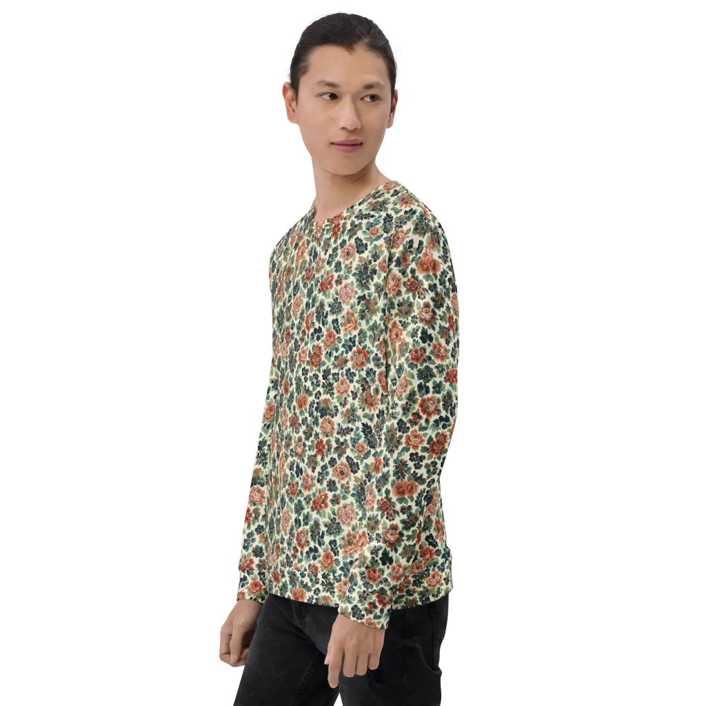 Twilight Rose Garden on Sweatshirt — Left sleeve