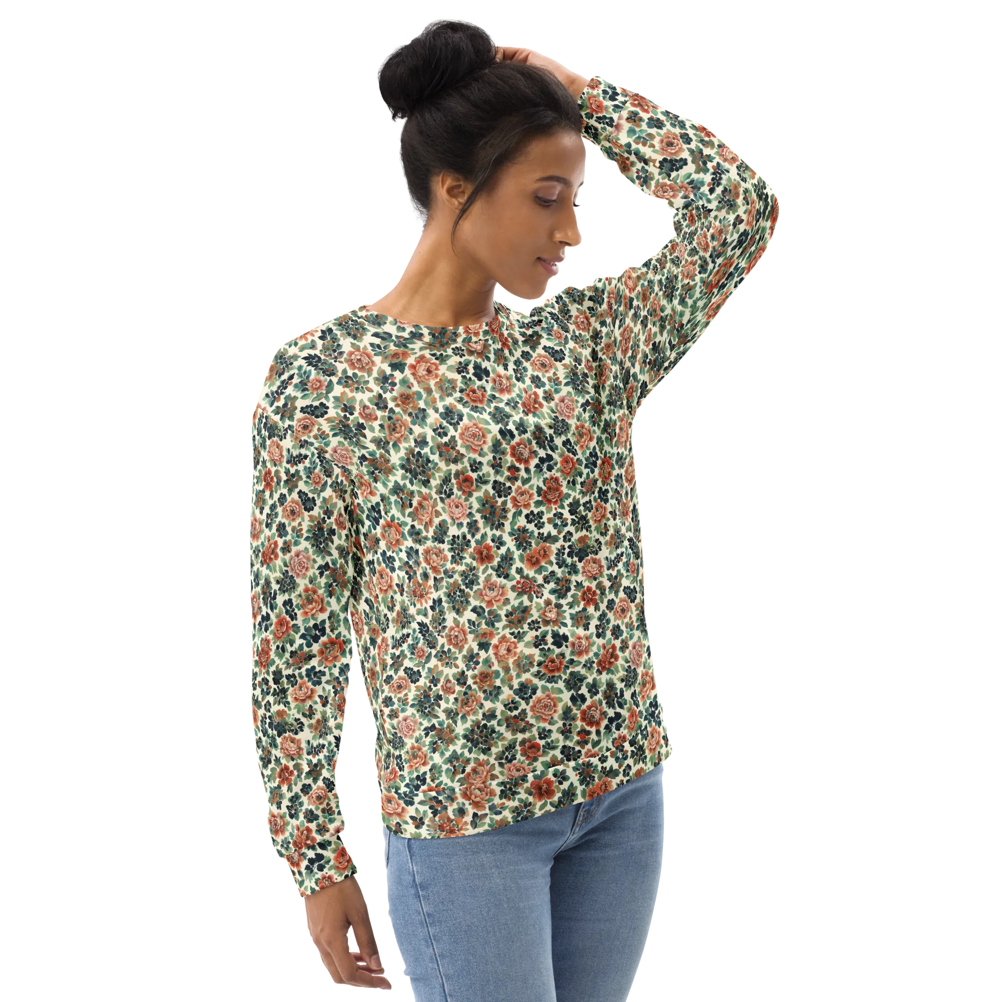 Twilight Rose Garden on Sweatshirt — Right sleeve