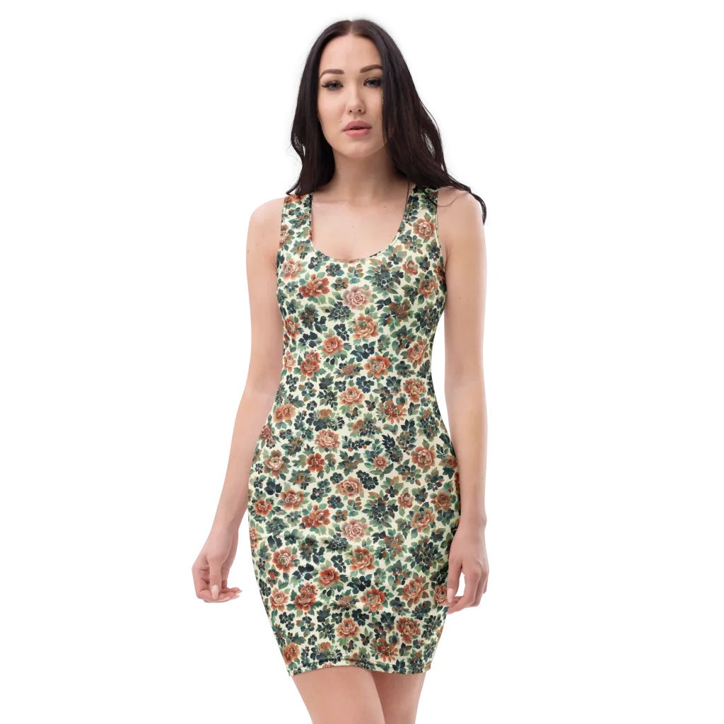 Twilight Rose Garden on Bodycon Dress — Front