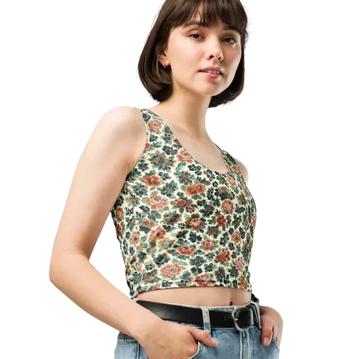 Twilight Rose Garden on a Crop Top