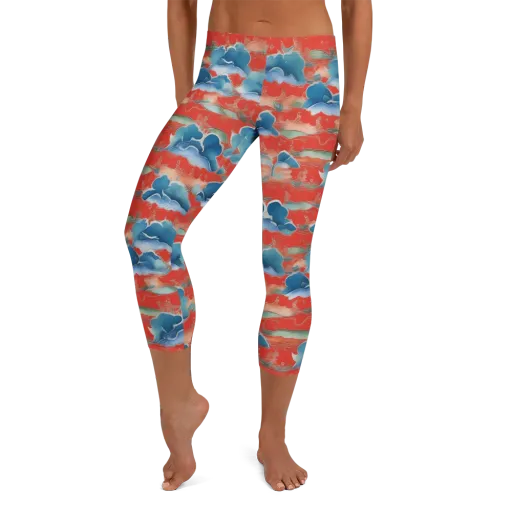 Vermilion Cloudscape on a Capri Leggings
