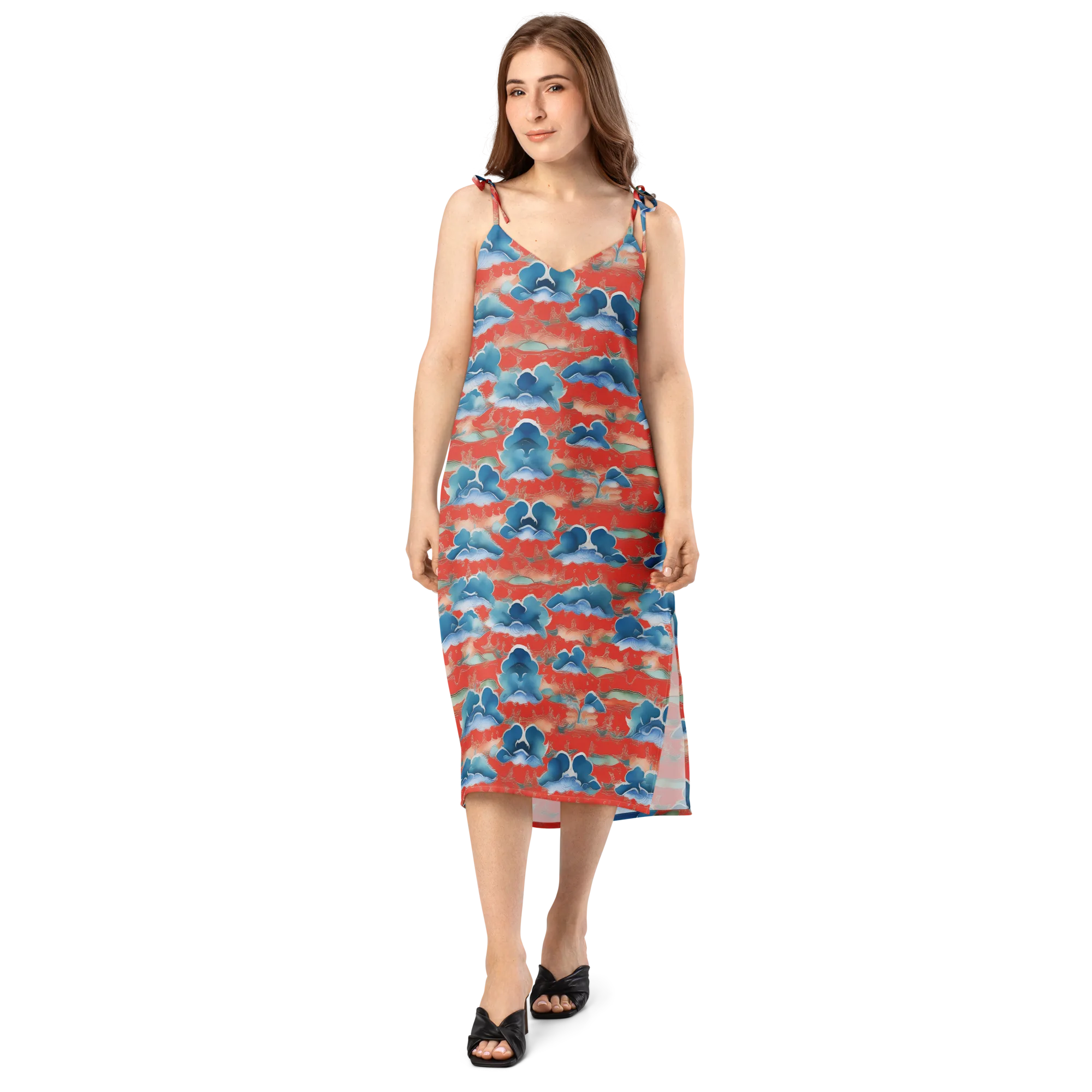 Vermilion Cloudscape on Slip Dress — Front